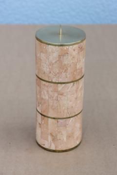 Maitland Smith Maitland Smith Tesselated Stone And Brass Candle Holders 1980s Design - 3633520