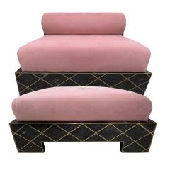 Maitland Smith Maitland Smith Tesselleted Stone And Brass Chaise Longue - 4326478