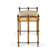 Maitland Smith Maitland Smith Vintage Gilt Steel Rope And Beige Leather Vanity Bench - 3169363