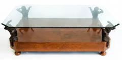 Maitland Smith Maitland Smith Wood Bronze Figure Supports Coffee Table with a Glass Top - 4134929