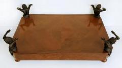 Maitland Smith Maitland Smith Wood Bronze Figure Supports Coffee Table with a Glass Top - 4134936
