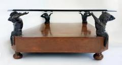 Maitland Smith Maitland Smith Wood Bronze Figure Supports Coffee Table with a Glass Top - 4134939