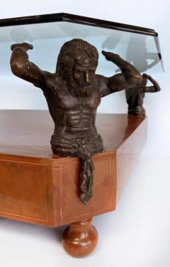 Maitland Smith Maitland Smith Wood Bronze Figure Supports Coffee Table with a Glass Top - 4134941