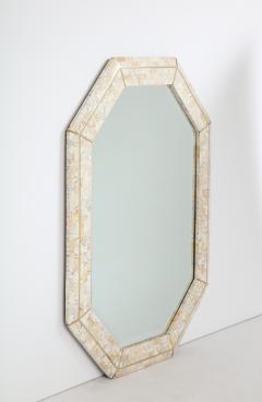 Maitland Smith Maitland Smith octagonal tessellated stone and inlaid brass mirror - 1014161