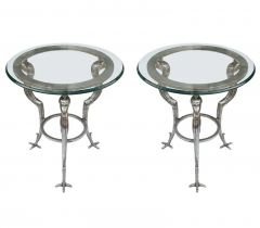Maitland Smith Matching Pair of Hollywood Regency Glass Steel End Tables by Maitland Smith - 2527836