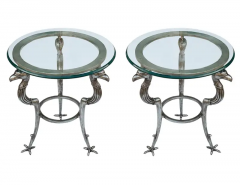 Maitland Smith Matching Pair of Hollywood Regency Glass Steel End Tables by Maitland Smith - 2527838