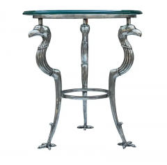 Maitland Smith Matching Pair of Hollywood Regency Glass Steel End Tables by Maitland Smith - 2527839