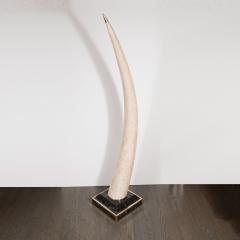 Maitland Smith Mid Century Modern Tessellated Stone Tusk with Brass Detailing by Maitland Smith - 1648483