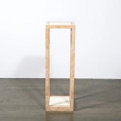 Maitland Smith Mid Century Tessellated Muted Rose Off White Stone Pedestal by Maitland Smith - 4489693