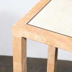 Maitland Smith Mid Century Tessellated Muted Rose Off White Stone Pedestal by Maitland Smith - 4489694