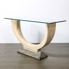 Maitland Smith Mid Century Tessellated Stone Console Table W Brass Inlays by Maitland Smith - 4490073