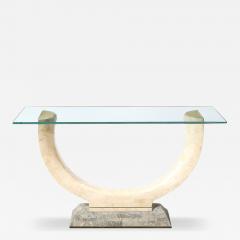 Maitland Smith Mid Century Tessellated Stone Console Table W Brass Inlays by Maitland Smith - 4491419