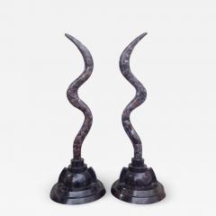 Maitland Smith Pair of Fossil Stone Marcius for Casa Bique Antler Sculptures - 1825688