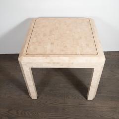 Maitland Smith Pair of Midcentury Brass and Tessellated Stone Side End Tables by Maitland Smith - 1522585