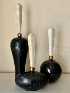 Maitland Smith Set of Three Tessellated Stone Decorative Bottles - 1063736