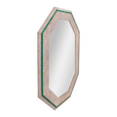 Maitland Smith Stunning Artisan Mirror with Malachite Inlays 1985 Signed Dated  - 4357292