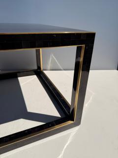Maitland Smith Tessellated Horn Coffee Table with Brass Trim Vintage Style 1990s - 4761567