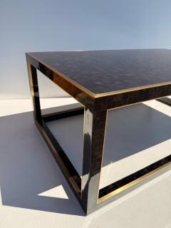Maitland Smith Tessellated Horn Coffee Table with Brass Trim Vintage Style 1990s - 4761571
