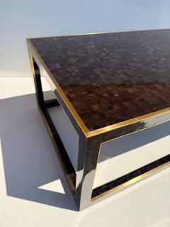 Maitland Smith Tessellated Horn Coffee Table with Brass Trim Vintage Style 1990s - 4761576