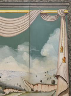 Maitland Smith Vintage Hand painted Trompe Loile Folding Screen Maitland Smith Style - 4228264