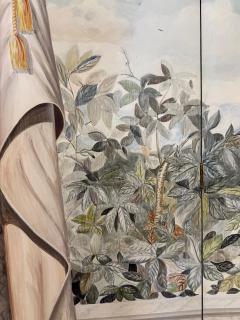 Maitland Smith Vintage Hand painted Trompe Loile Folding Screen Maitland Smith Style - 4228312