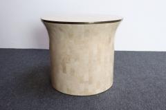 Maitland Smith Vintage Maitland Smith Drum Accent Table in Tessellated Stone with Brass Inlay - 3933301