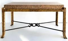 Maitland Smith Vintage Maitland Smith Rattan Leather and Iron Console Table - 3507855