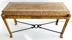 Maitland Smith Vintage Maitland Smith Rattan Leather and Iron Console Table - 3507858