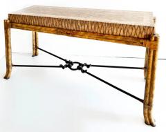 Maitland Smith Vintage Maitland Smith Rattan Leather and Iron Console Table - 3507883