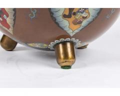 Majestic Japanese Cloisonne Enamel Covered Jar with Dragons Theater Characters - 3211185