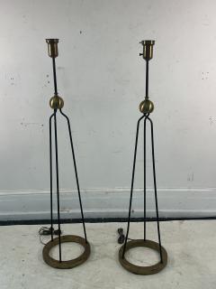 Majestic Lamp company MID CENTURY BRASS AND BLACK ENAMEL METAL FLOOR LAMPS IN THE STYLE OF JEAN ROYERE - 3328838