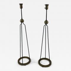 Majestic Lamp company MID CENTURY BRASS AND BLACK ENAMEL METAL FLOOR LAMPS IN THE STYLE OF JEAN ROYERE - 3341494