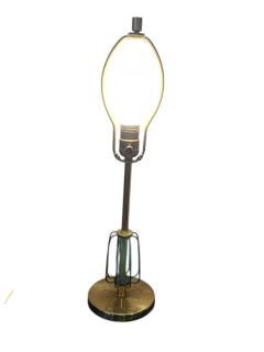Majestic Lamp company MID CENTURY PAIR OF BRASS BLACK ENAMEL CAGE ACCENT LAMPS - 4470294
