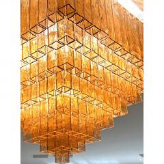 Majestic Luxury Venetian Amber Ros Murano Glass Squared Elements  - 4718391