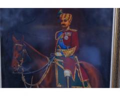 Majestic Maharaja A Monumental Oil Painting of an Indian Maharaja on Horseback - 3801287
