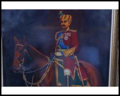 Majestic Maharaja A Monumental Oil Painting of an Indian Maharaja on Horseback - 3881013