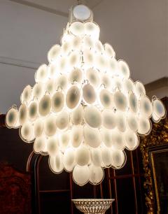 Majestic White Disc Murano Chandelier 1990s - 3089877