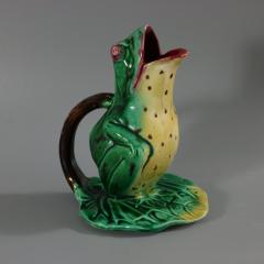 Majolica Frog on Lily Pad Jug Pitcher - 3486009