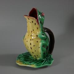 Majolica Frog on Lily Pad Jug Pitcher - 3486011