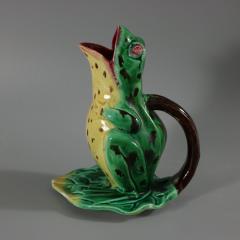 Majolica Frog on Lily Pad Jug Pitcher - 3486012