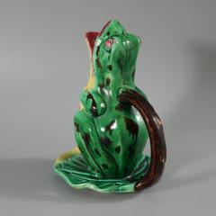 Majolica Frog on Lily Pad Jug Pitcher - 3486013