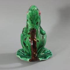 Majolica Frog on Lily Pad Jug Pitcher - 3486014