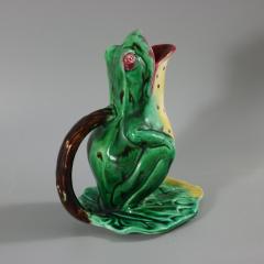 Majolica Frog on Lily Pad Jug Pitcher - 3486015