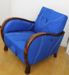 Maki Yamamoto Danish Club Chair with Electric Blue Couture Textile - 3117210