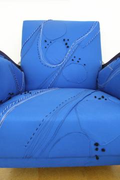 Maki Yamamoto Danish Club Chair with Electric Blue Couture Textile - 3117283