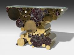 Malabar Polished Brass Marble Wanderlust Console Portugal 21st c  - 4439216