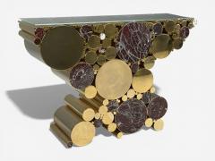 Malabar Polished Brass Marble Wanderlust Console Portugal 21st c  - 4439218