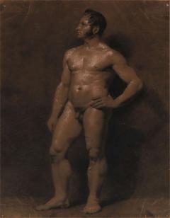 Male Nude Academic Painting on Paper - 1084095