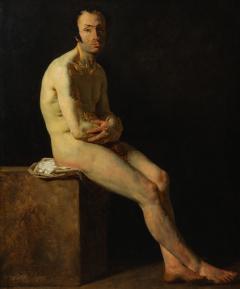 Male Nude Seated on Studio Block - 1372860