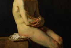 Male Nude Seated on Studio Block - 1372864